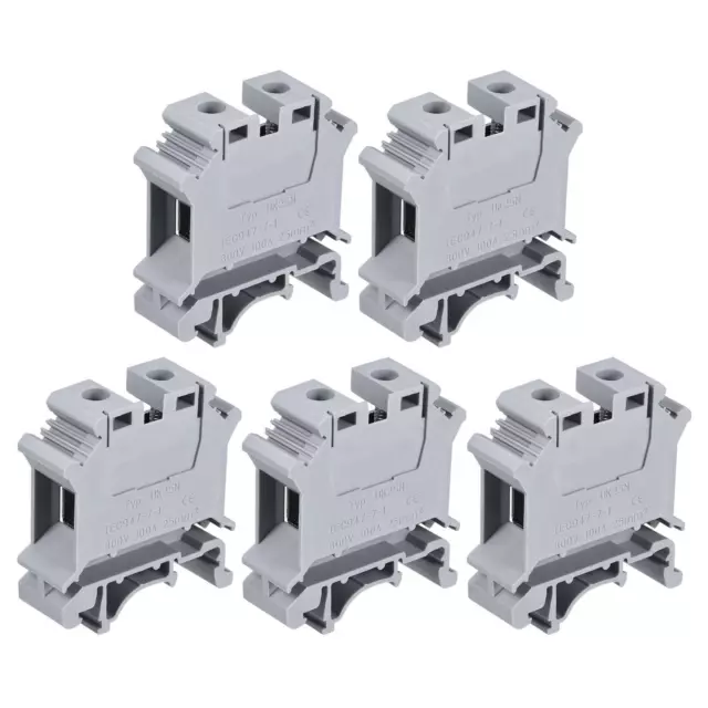 DIN Rail Mount Terminal Blocks Screw Type Clamp Grey UK25N Pack of 5