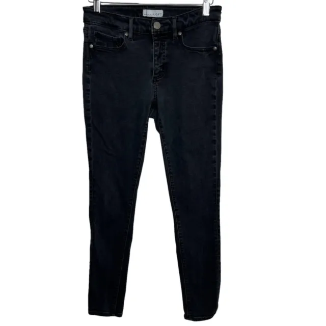 LOFT Curvy Skinny Jeans Womens Black Cotton Blend Stretch Denim Size 27 / 4P