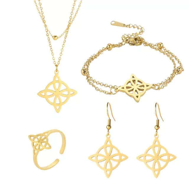 Fashion Witch Knot Jewelry Set for Women Necklace Bracelet Earring Rings Set