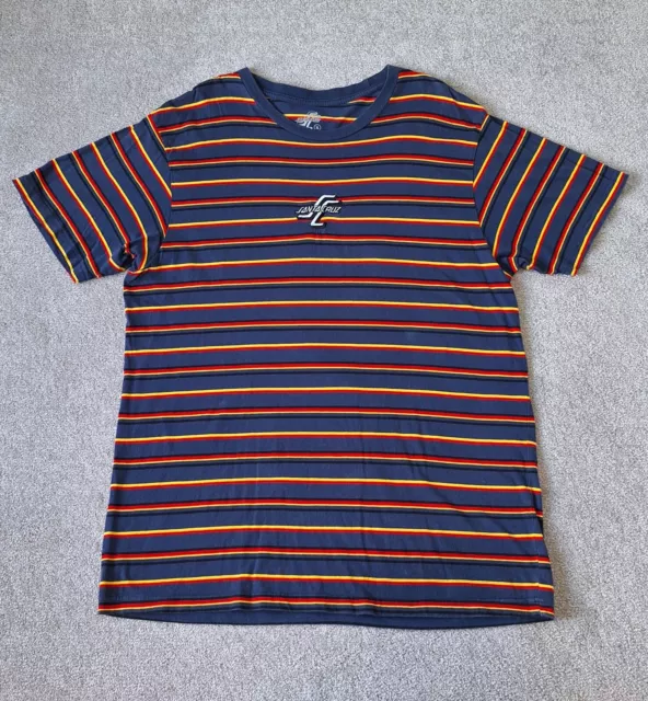 Santa Cruz Mens T-Shirt Size XL Striped Crew Neck Short Sleeve