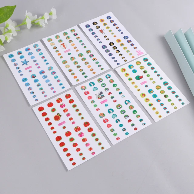 6 pz Adesivi per unghie 3D Cartoni animati Strumento manicure Donne Bambini Gel Unghie Gusto Bambino