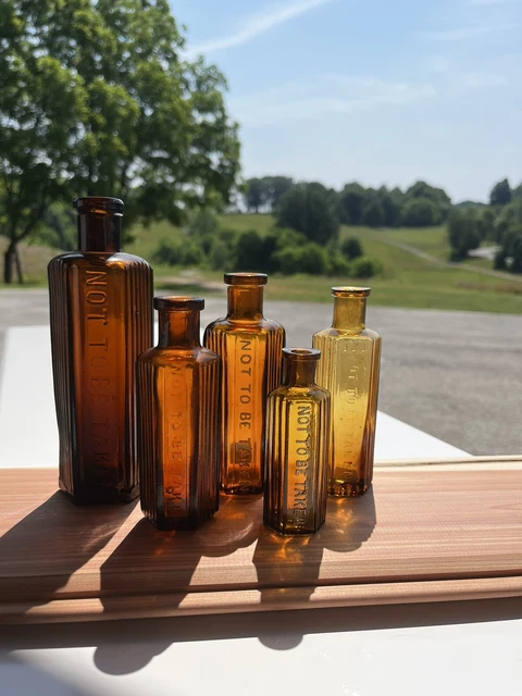 Antique Poison Bottle Lot KH- Poisons Lot Of 5