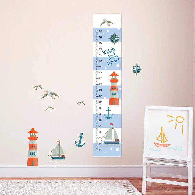SAILOR SHIPS SEA Custom Measuring Height Growth Chart + 8 Match Wall