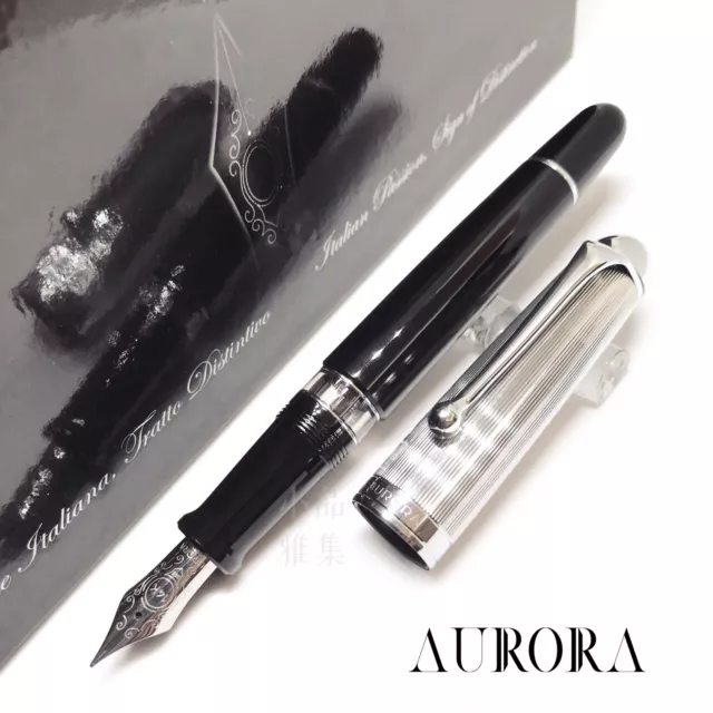 Aurora 88 Big Edition Black with Silver plated Cap 14K Fountain Pen