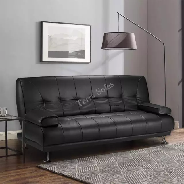 New Sofa Bed Faux Leather Black