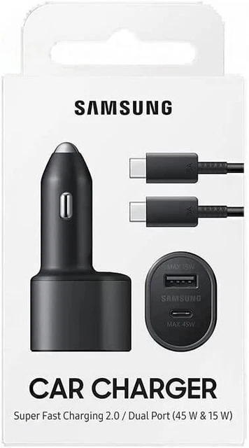 Samsung superschnelles Dual Auto Ladegerät | 45W + 15W zwei Anschlüsse | EP-L5300XBEGWW | schwarz