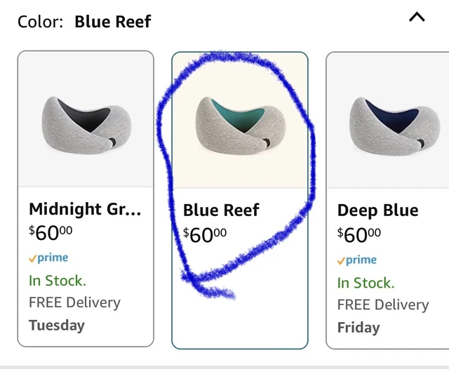Ostrich Pillow Go Neck Pillow One Size Travel Rest Comfort - Blue Reef 6