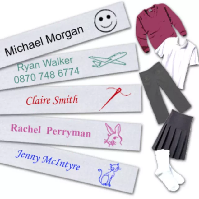 50 SATIN Iron-on School Name Tapes Name Tags Labels