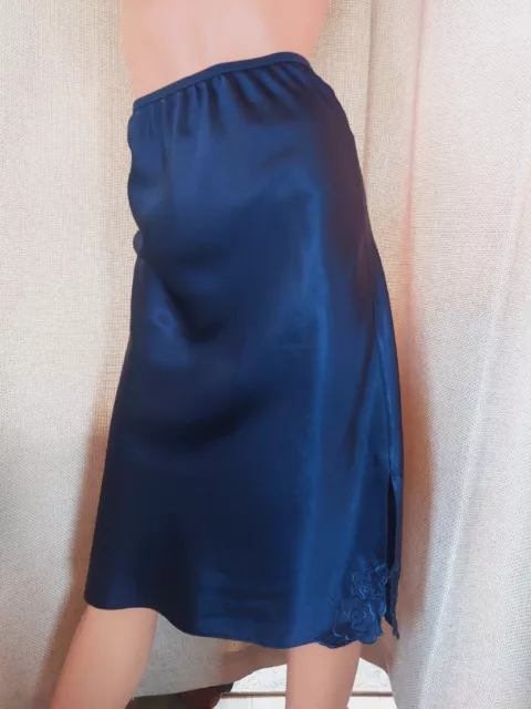 Splendida Gonna Sottogonna Vintage Marks & Spencer Mezza Slip Dnavy Taglia 22 #253