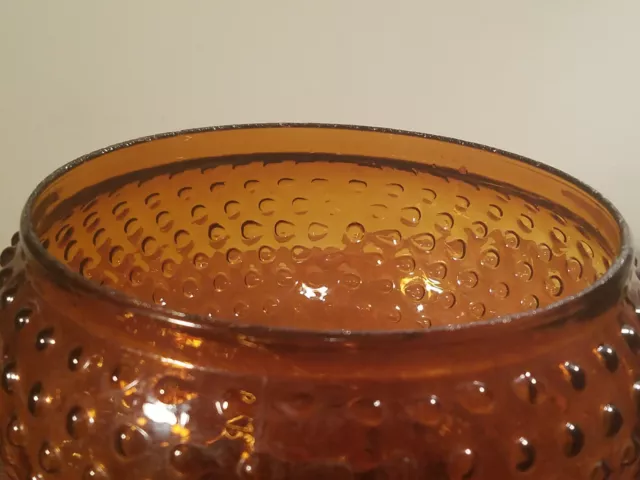 Vintage Dark Amber Hobnail Glass Oil Kerosene Lamp Shade 7