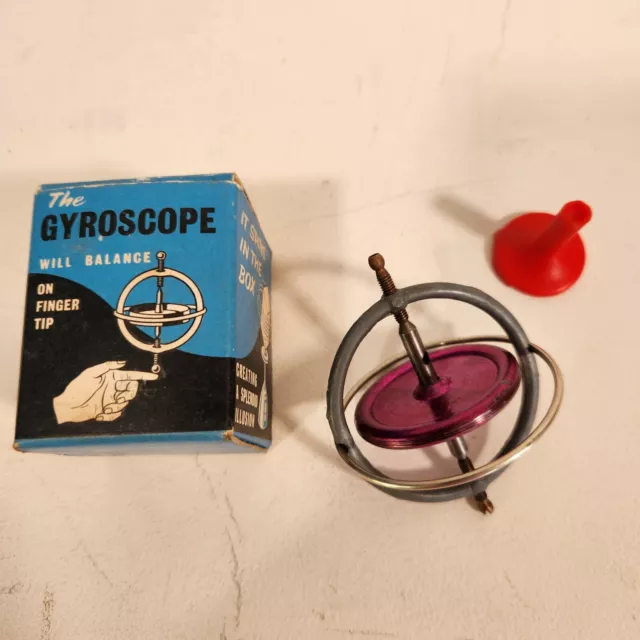 Vintage Boxed METAL Gyroscope Toy STILL WORKS
