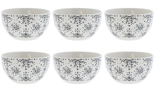 6er Set Dessert Baroccobarocco Fiore Bianco 12,5cm 350ml BASTION COLLECTIONS