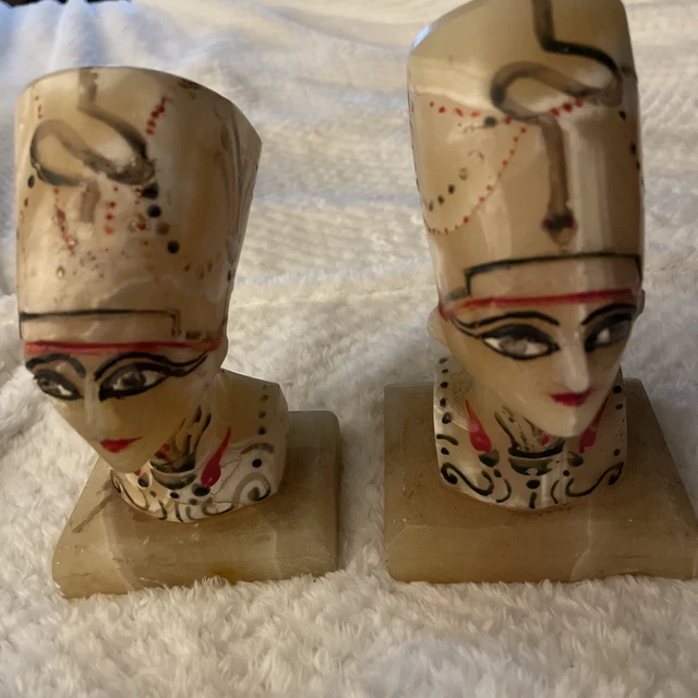 QUEEN NEFERTITI & Pharaoh Onyx / Marble Small Bust Egyptian Hand