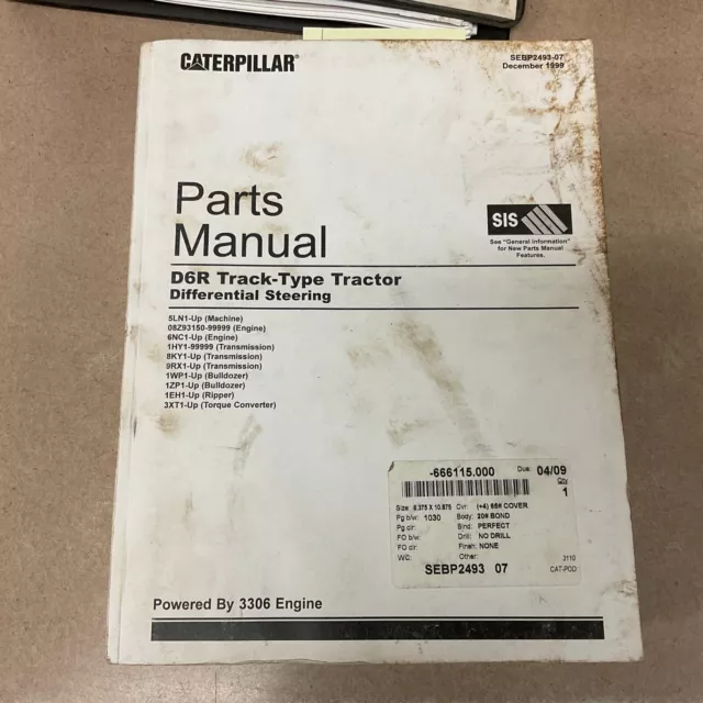 CAT Caterpillar D6R PARTS MANUAL BOOK CATALOG LIST TRACTOR BULLDOZER sn 5LN