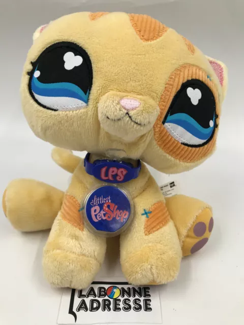 LPS Littlest Pet Shop Peluche Kitty Cat jaune aux yeux bleus TBE 2007 + tétine