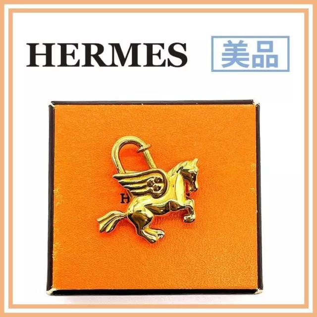 Hermes Cadena Gold Pegasus horse motif bag charm lock 1993 Limited Edition Japan