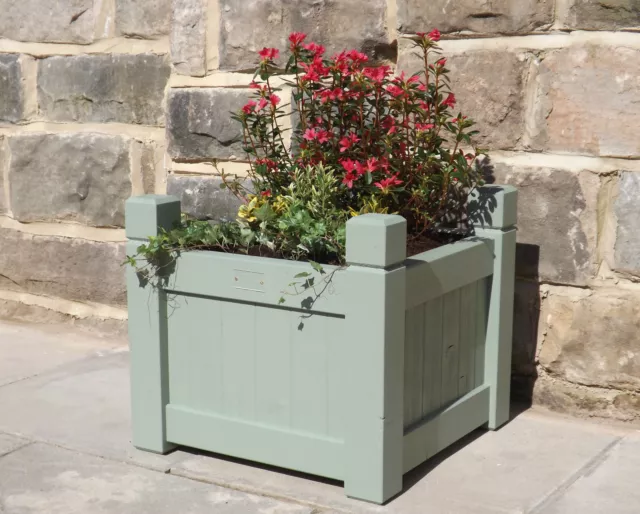 Handmade Painted Square Formal Wooden BALMORAL GARDEN PLANTER + Heavy Duty Liner