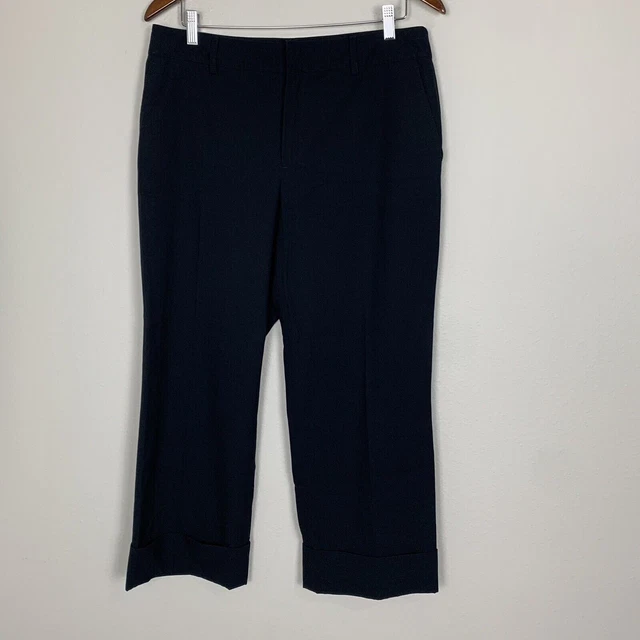 Womyn Black Cuffed Crop Pants Career Size 12