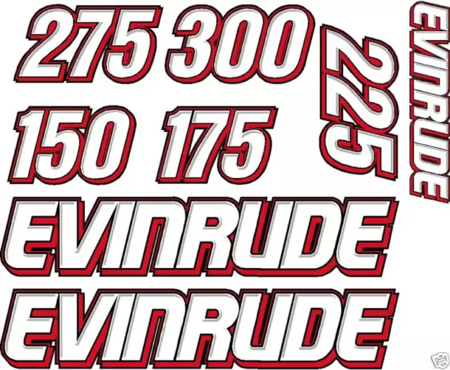 EVINRUDE outboard motor refurb DECAL kit - ALL ENGINE SIZES - Boat