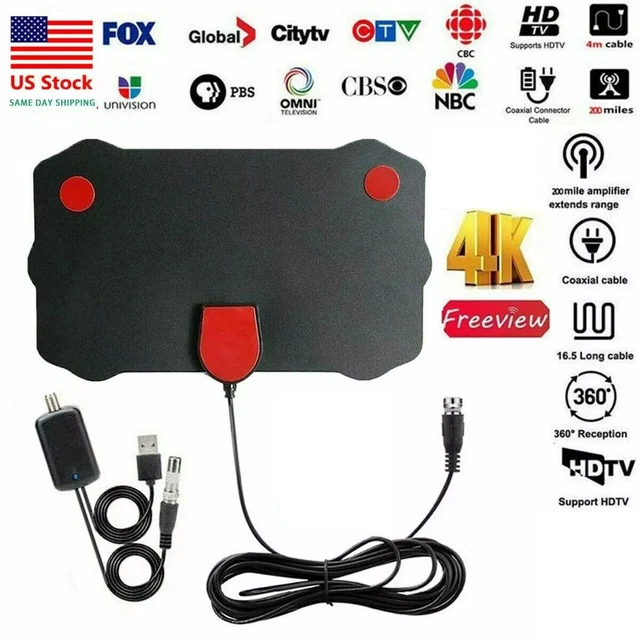 5600 MILES DIGITAL TV Antenna Indoor HDTV Amplified Signal Booster 4K ...