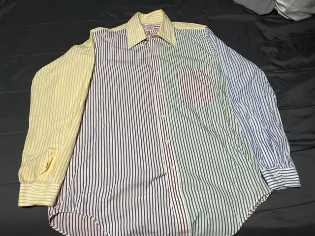 "Brooks Brothers Multi Stripe BD c1980s Fun Shirt" Sz 16 1/2- R