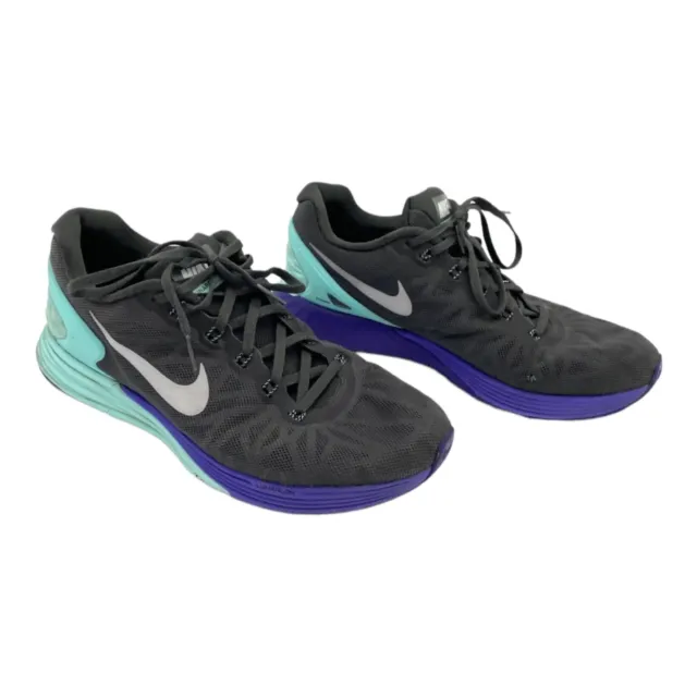 Nike Lunarglide 6 Running Shoes Black Teal Purple Sneakers Womens Size 10.5