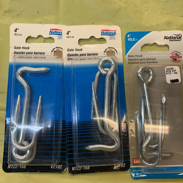 QTY 5 National Hardware N122-168 Heavy Gate Hook & Staple 4" Zinc Plated 2