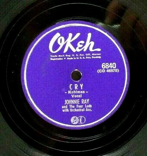 Johnnie Ray Cry The Little White Cloud That Cried 78 10" 1941 WWII Era (P7B)