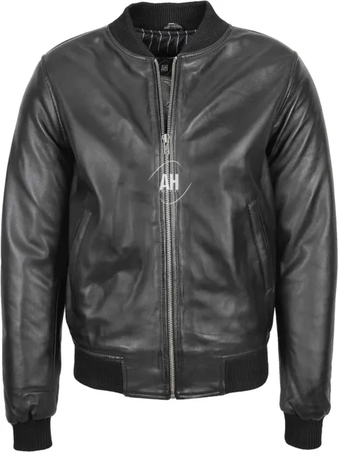 Men's Real Leather Bomber Jacket MA-1 Varsity Leather Jacket