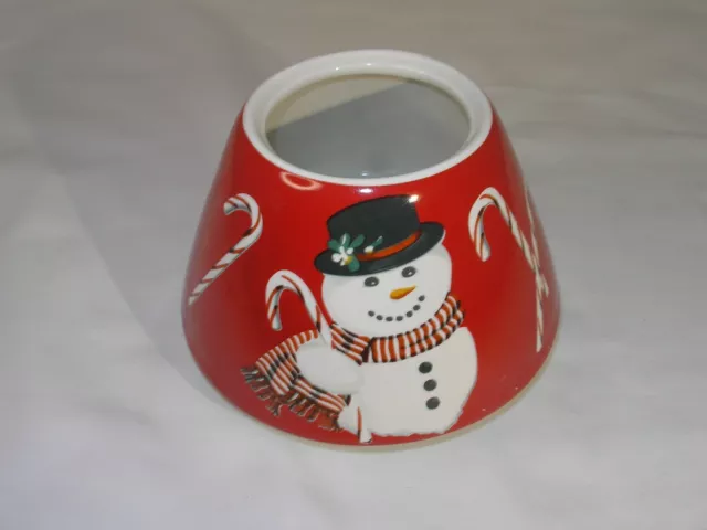 Brightly Painted Red "Snowman" Christmas Candle Shade with Peppermint Canes