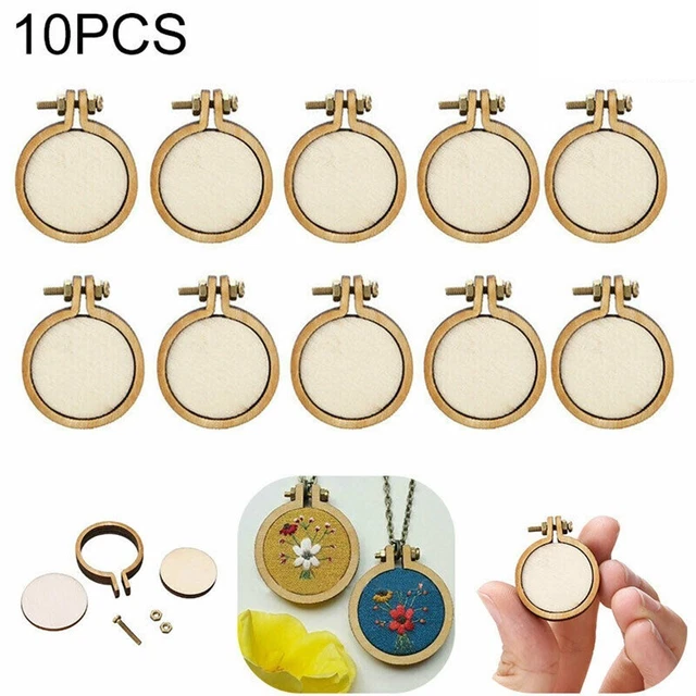 "Anillos de aro de bordado de madera hágalo usted mismo - agregue un toque único a sus artesanías (juego de 10)"