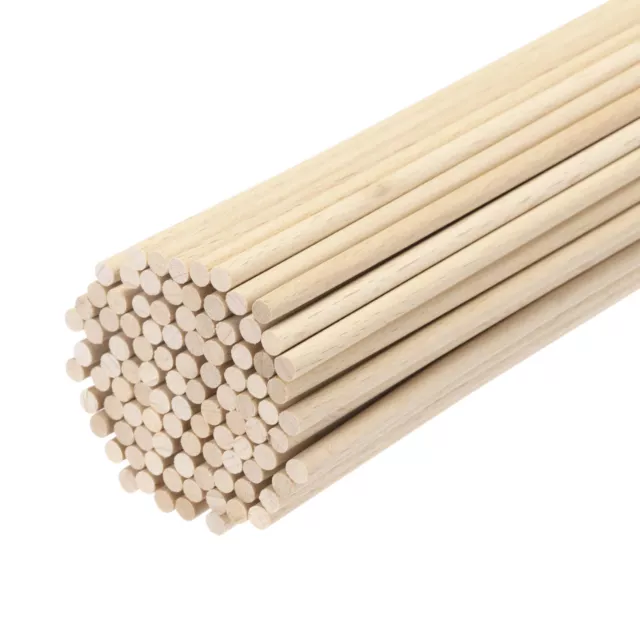 100pcs Round Wood Sticks 2.4"x6" Dowel Rod Unfinished Hardwood Stick Craft Twigs