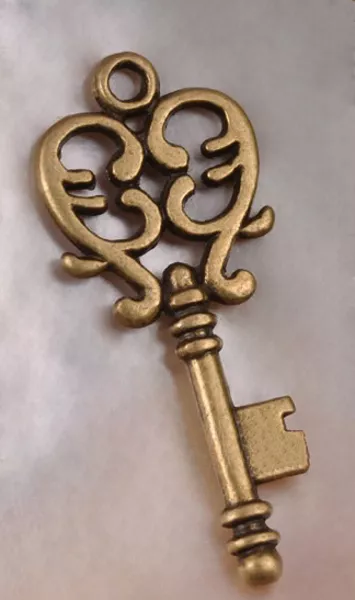 Skeleton Keys Steampunk Brass 1-1/4 Inch Jewelry Art Craft Lot of 10