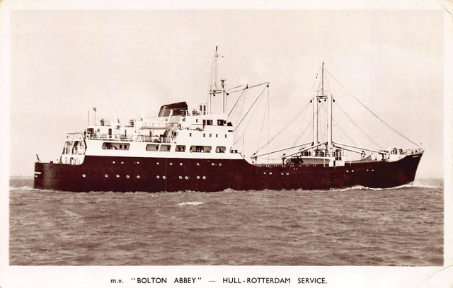 BOLTON ABBEY RUMPF nach Rotterdam Service Schiff Boot Postkarte EUR 16