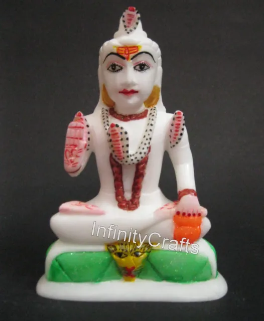 6.5 Inches Marble Lord Shiv Ji Statue Handmade Bholenath Idol for Office Decor