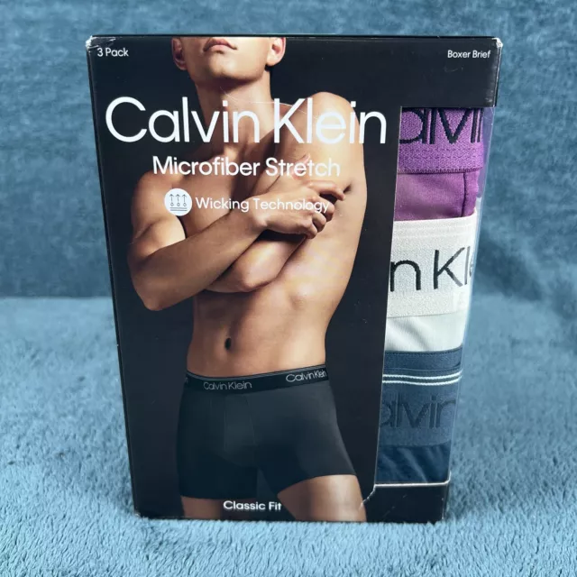 Calvin Klein Mens Boxer Briefs XL 3-Pack Classic Fit Cotton Stretch Underwear