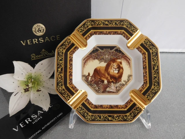 Rosenthal Versace Le Règne  Animal William / Löwe  Ascher 14 cm  Achteckig Neu