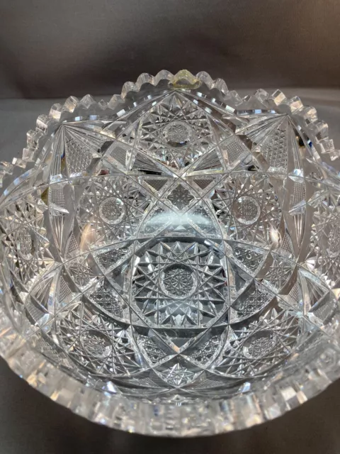 Vintage American Brilliant Cut Glass Bowl some Rim damage 11