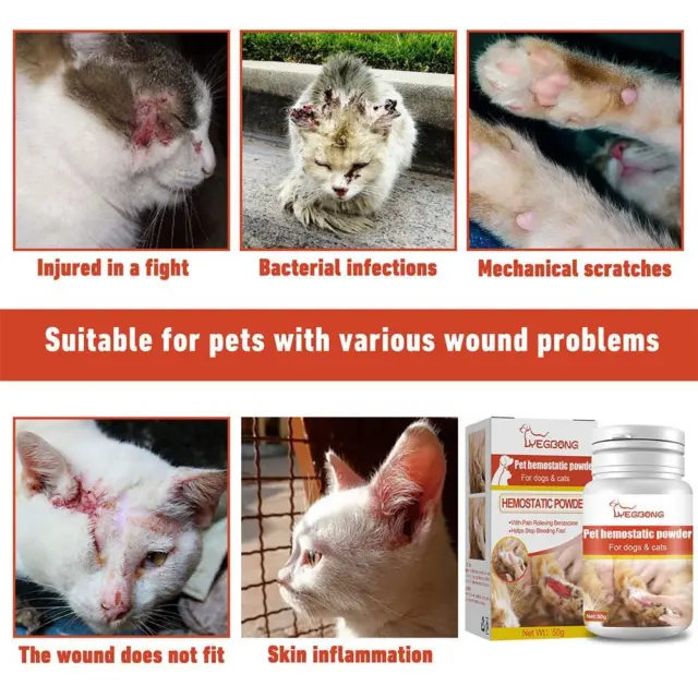 Polvo hemostático de seguridad lesiones rotas perro gato cachorro mascotas productos en polvo