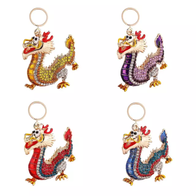 Breloque de sac Dragon chinois porte-clés cadeau strass porte-clés anneaux