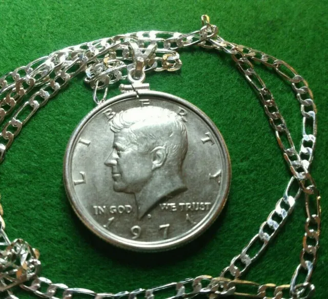 1971 Extremely Fine Kennedy Half dollar pendant on a 26" Sterling Italian Chain