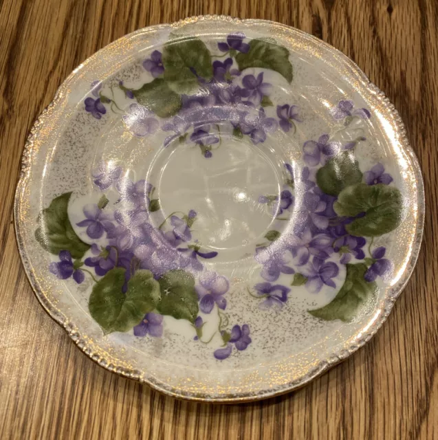 Vintage LM Royal Halsey Very Fine Saucer Replacement Violets Gold Trim & Sponge