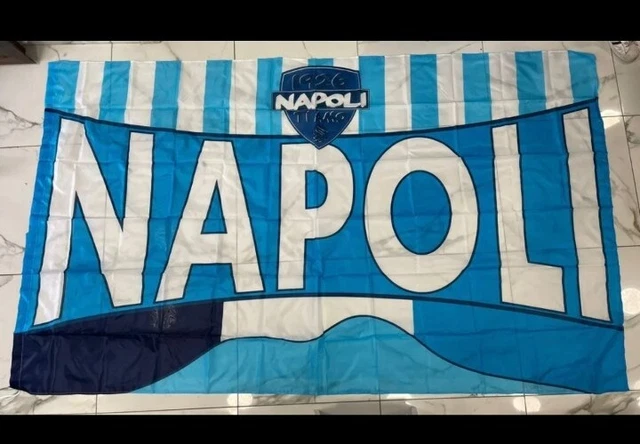 Grand Drapeau De Naples 285x175 Cm - Bandierone Pour Supporters Célébrant Le 4e Scudetto - Sans Hampe