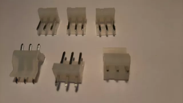 6 x Molex 3 Way 3.96mm Pitch 0.156" Straight Square Pin Header PCB Connector