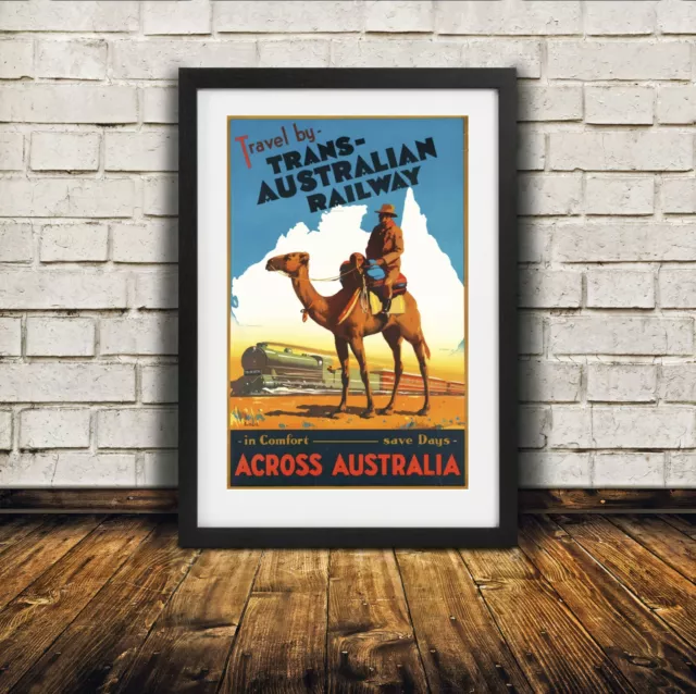 Trans Australia Vintage Travel Poster - High Quality Art Print