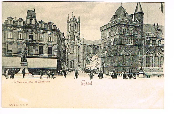 CPA GAND -BELGIQUE- ST-Bavon et Rue de Limbourg- animée -dnd- Nagel Frères