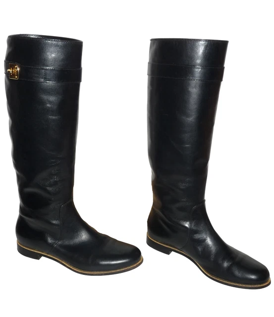 SERGIO ROSSI - BOTTES CAVALIERE EN CUIR NOIR - black leather boots