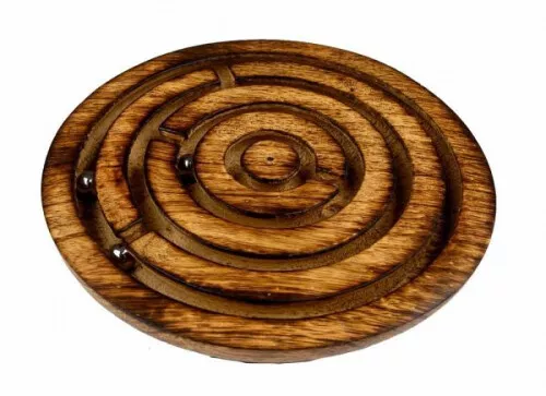 Philos 3200 - Labyrinth, rund 12,5 cm aus Holz, Geschicklichkeitsspiel, Motoriks