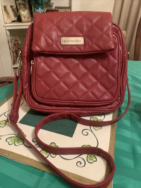NWOT Samantha Brown. RED, Quilted 100% PVC  Lining. Crossbody Purse. 0973628.