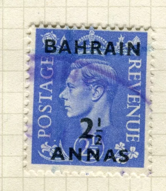 BAHRAIN; 1948 early GVI surcharged issue fine used 2.5a. value